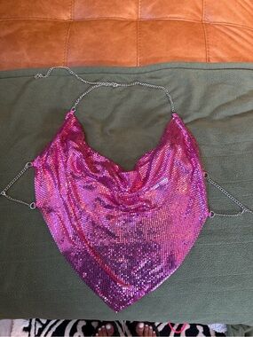 Garage Pink Sequin Chain Halter